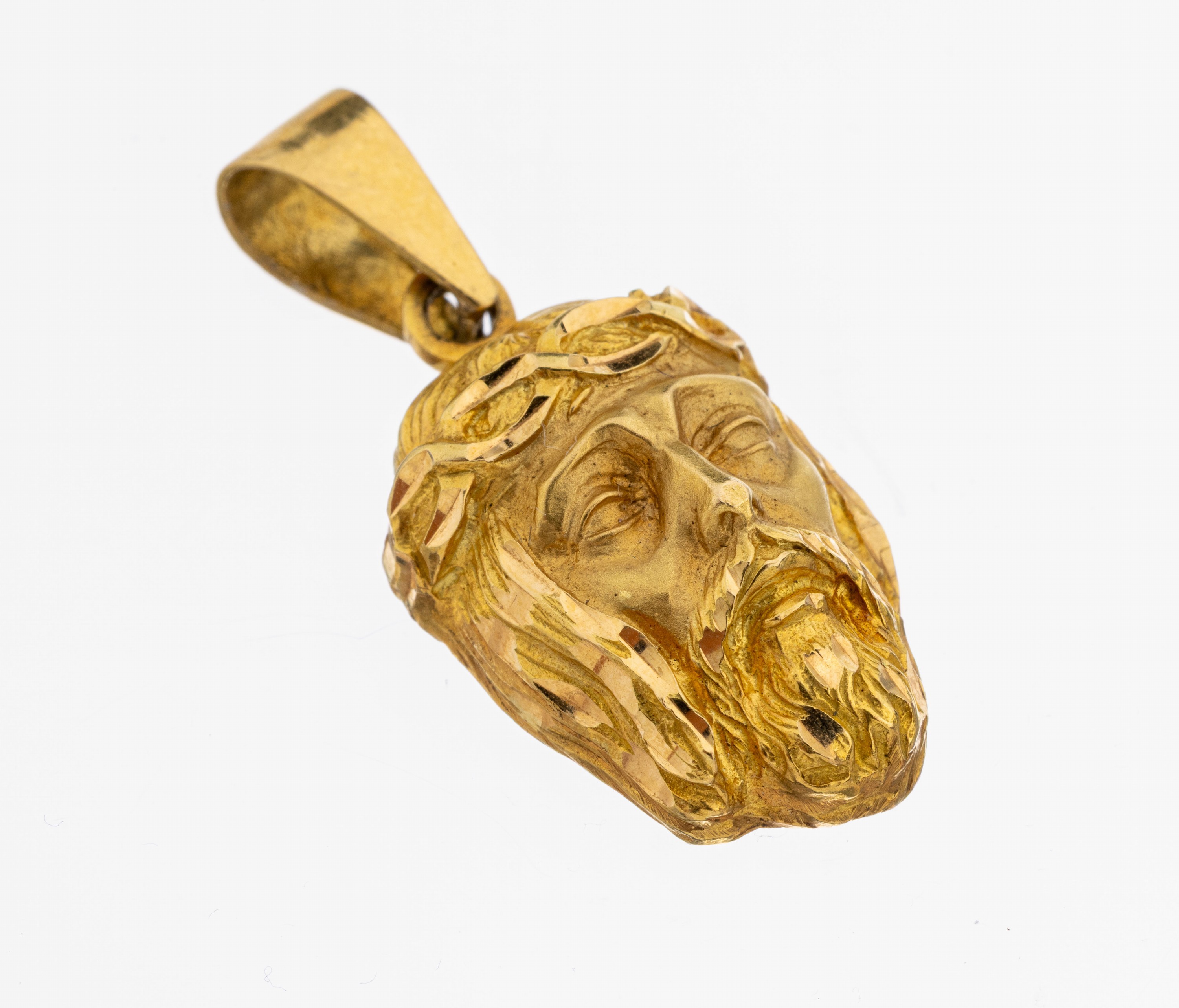 Image 27123359 - 18 kt Gold Anhänger, GG 750/000, Darstellung Kopf Jesus Christus, rs. durchbrochen ...