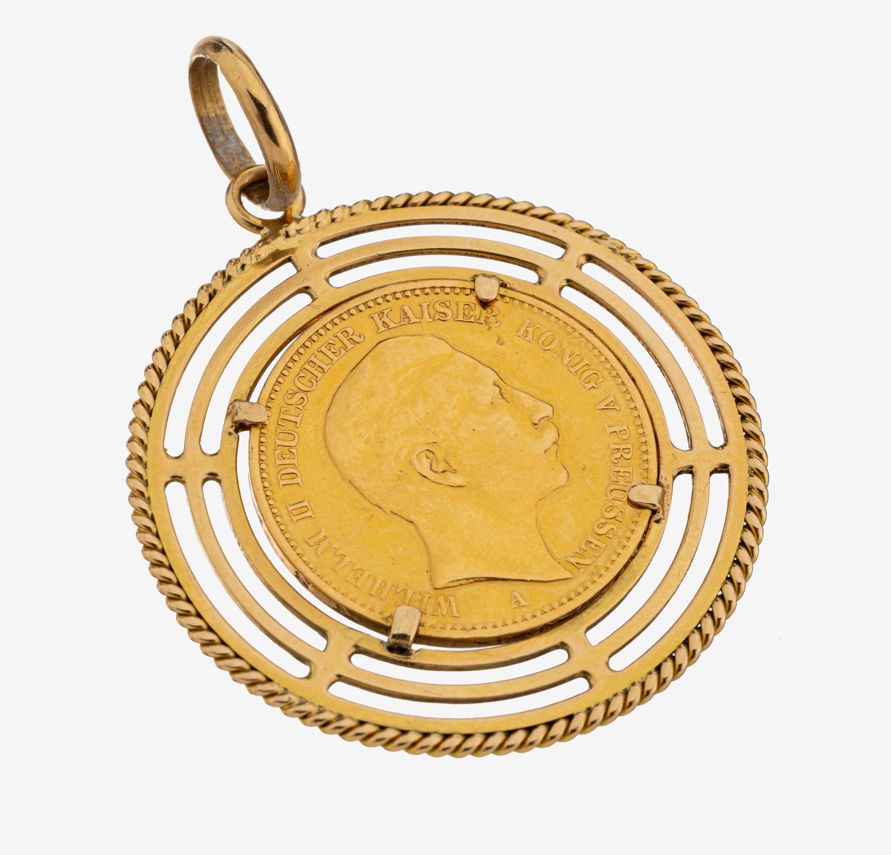 Image 27123368 - 18 kt Gold Münz-Anhänger, GG 750/000, lose gefasste Goldmünze, 20 Mark, 1890, ...