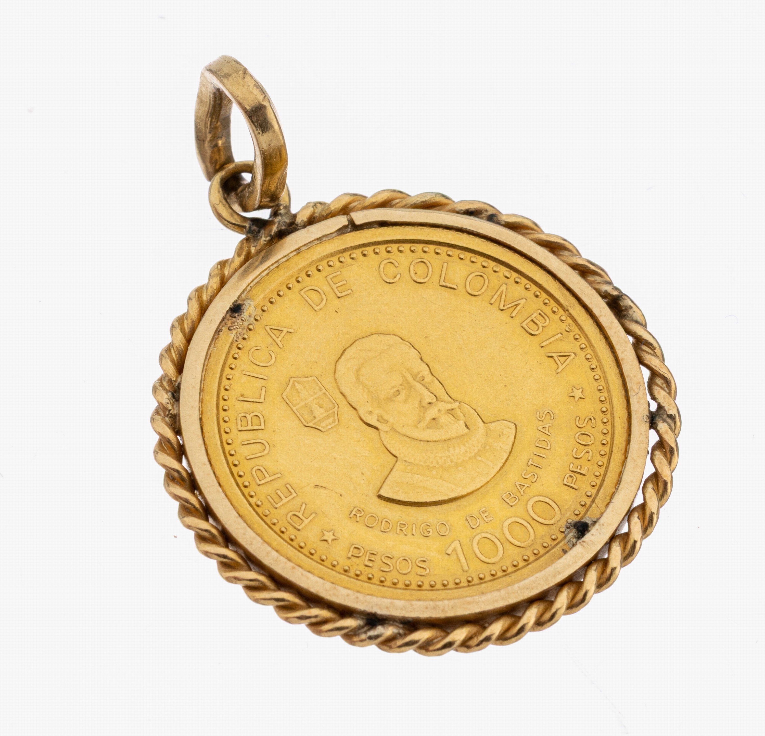 Image 27123370 - 14 kt Gold Münz-Anhänger, GG 585/000 gepr.,gefasste Goldmünze, 1000 Pesos Republica ...