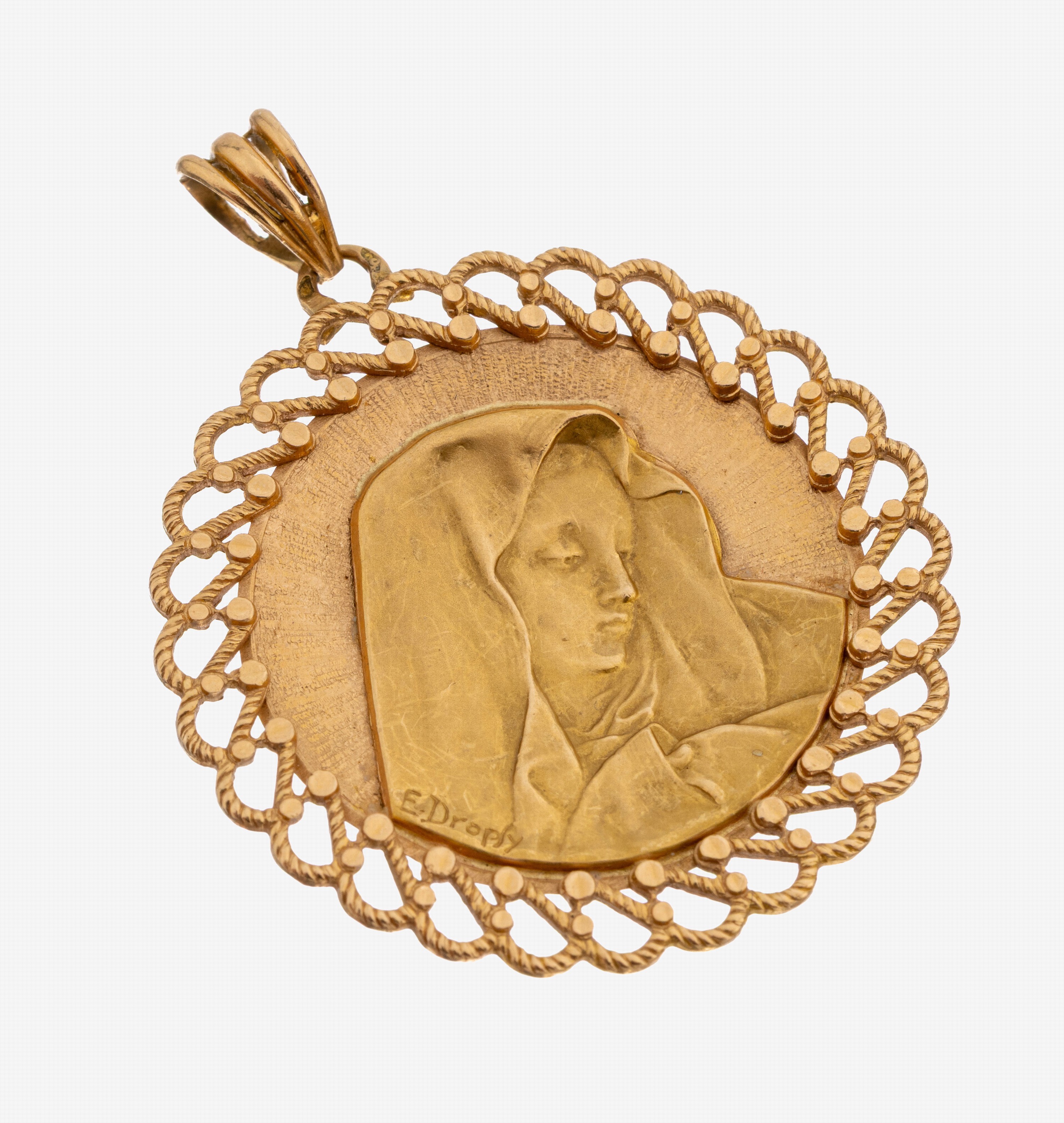 Image 27123372 - 18 kt Gold Anhänger, Frankreich um 1900, GG750/000, Darstellung der Heiligen Maria, ...