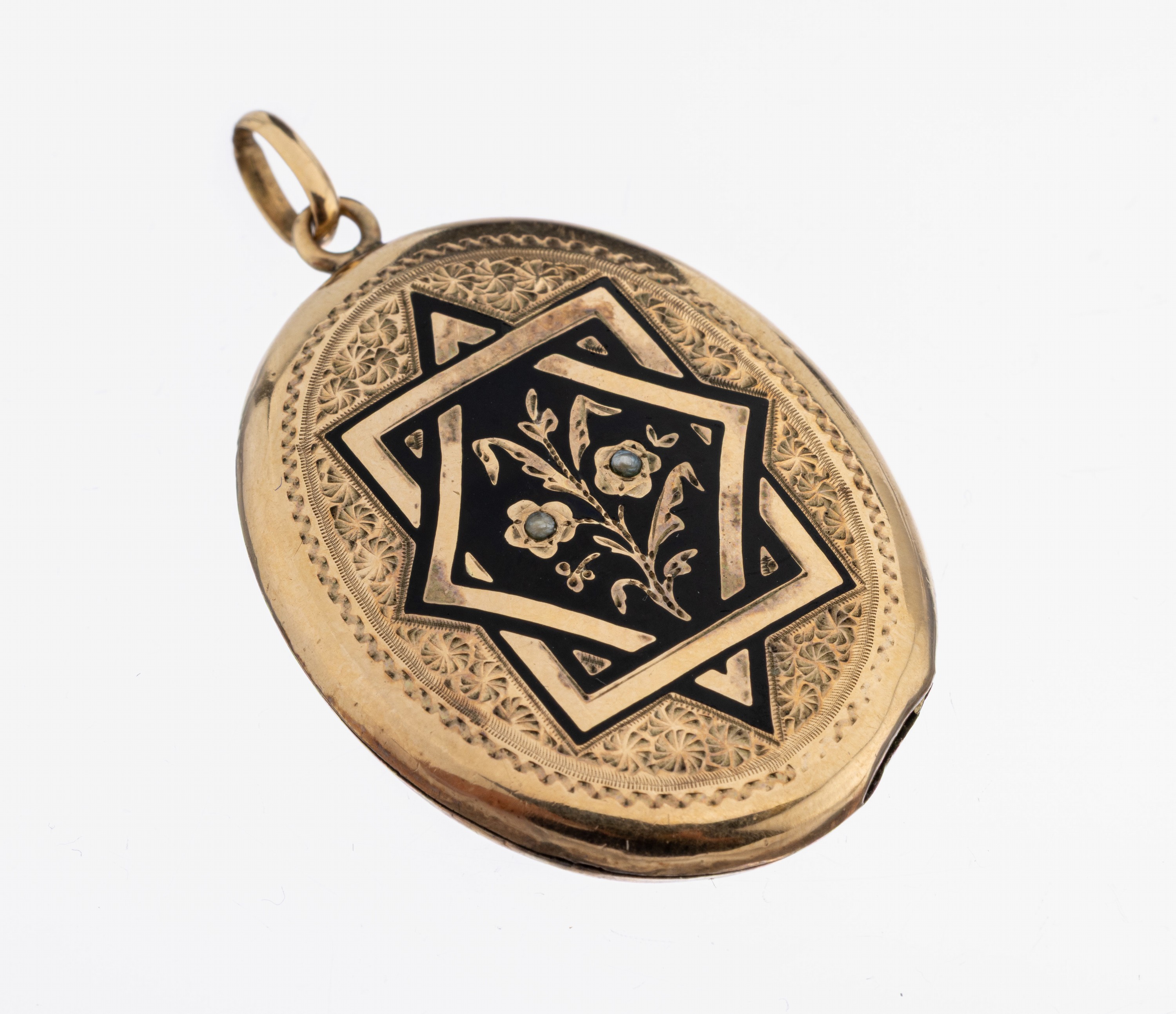 Image 27123388 - 14 kt Gold Medaillon-Anhänger, um 1860-80, GG 585/000 gepr., ovale Grundform, ...
