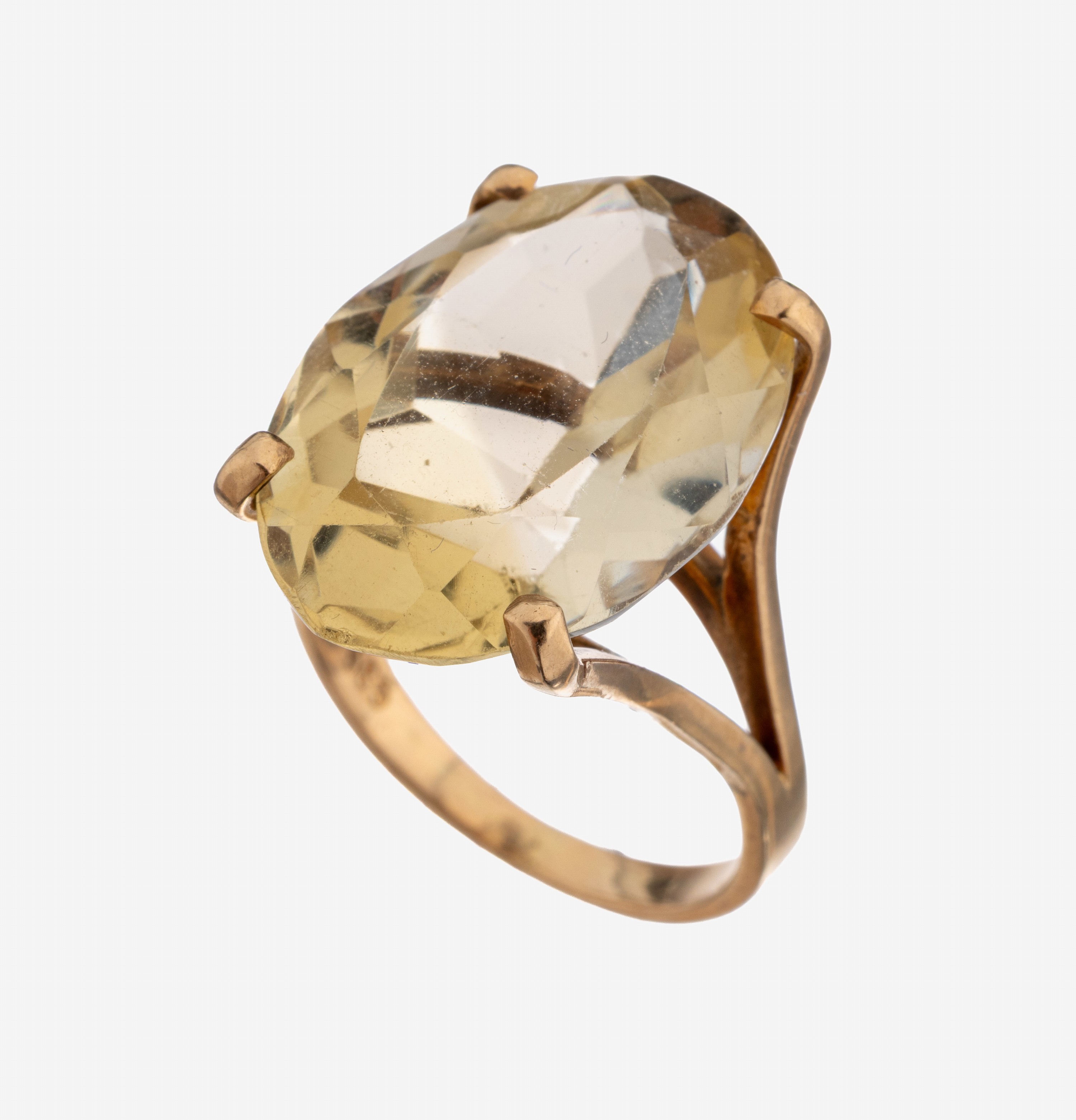 Image 27123397 - 14 kt Gold Citrin-Ring, GG 585/000, ovalfacett. Citrin, sollte nachgefasst werden,RW ...