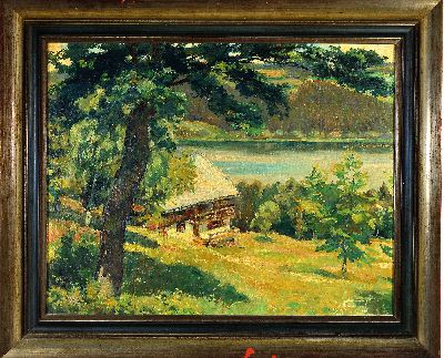 27123321k - Paul Förtsch, 1888-1972, süddeutsche Landschaft, wohl Umkreis Titisee, links unten ...