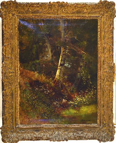 27123322k - Albert Lang, 1847 Karlsruhe-1933 München, ´Buchenschlucht (Im Wald)´ so verso ...