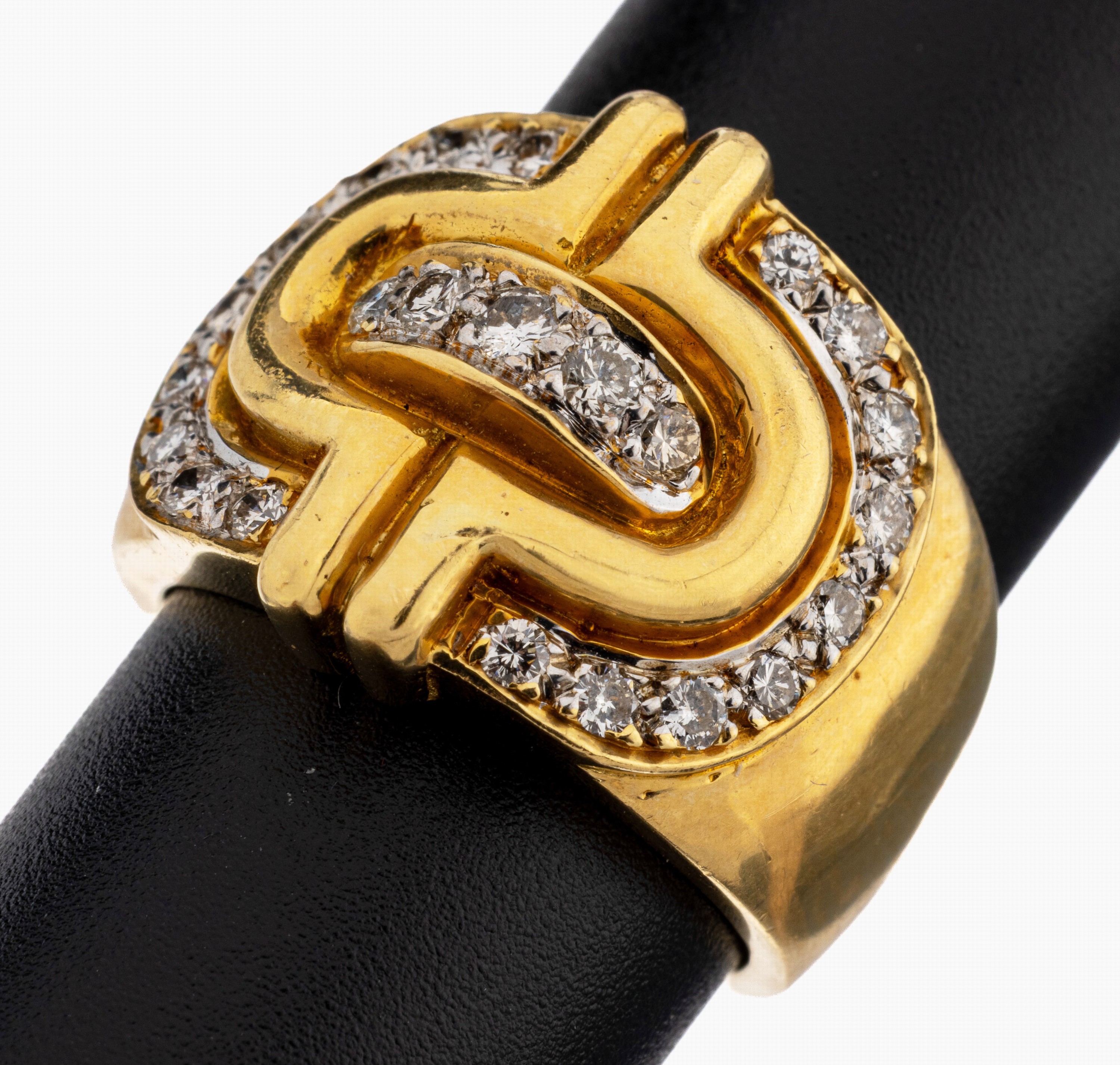 Image 27123405 - 14 kt gold brilliant-ring , YG 585/000 tested, geometric design, 23 brilliants total ...