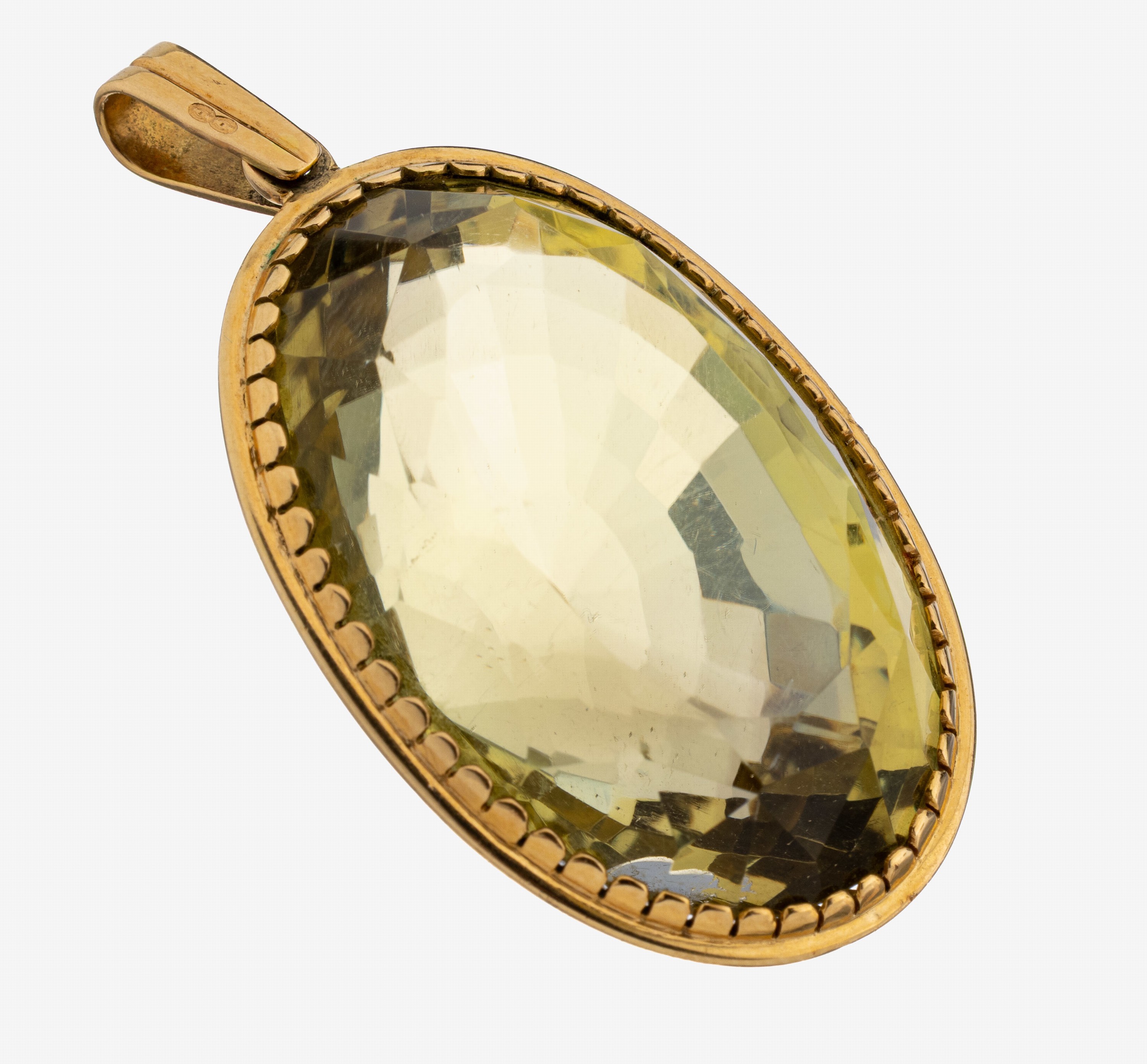 Image 27123406 - 18 kt Gold Lemoncitrin-Anhänger, Frankreich, um 1960, GG 750/000, Eulenpunze im Oval, ...