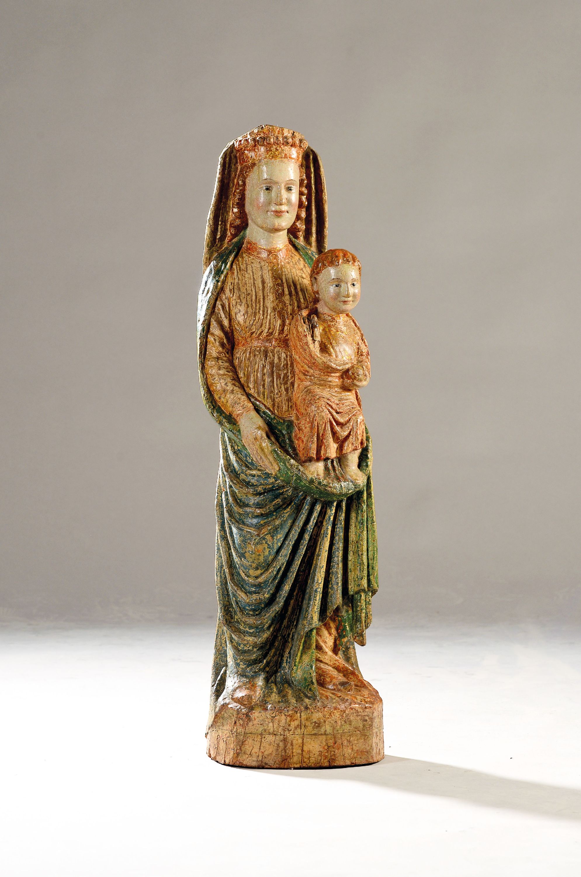Image 27123575 - Holzskulptur Muttergottes, süddeutsch, 19.Jh. , Holz, vollplastisch geschnitzt, ...