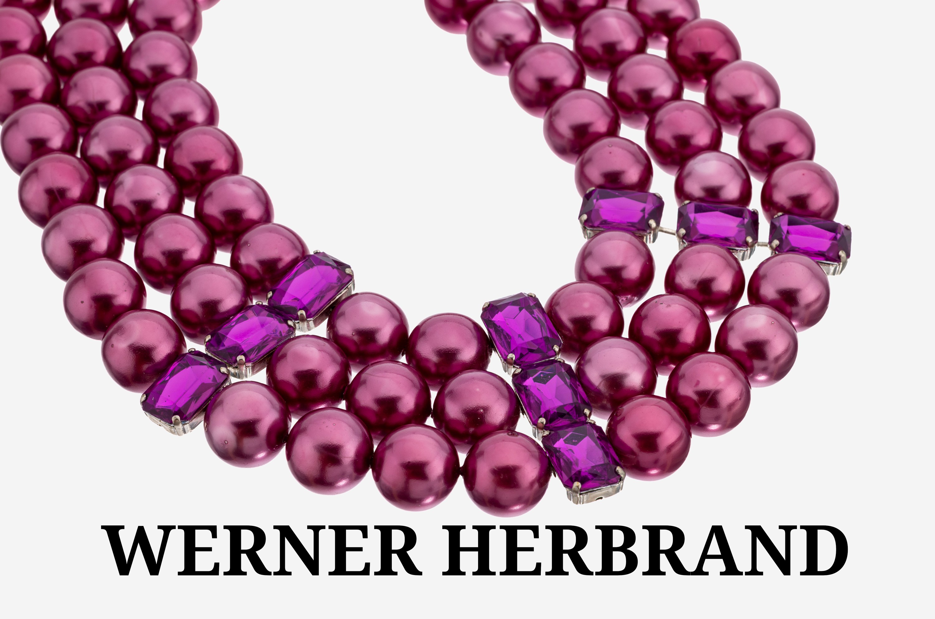 Image 27123585 - Modeschmuckcollier, wohl Werner Herbrand, 1960er-70er Jahre, 3-reihig mit ...