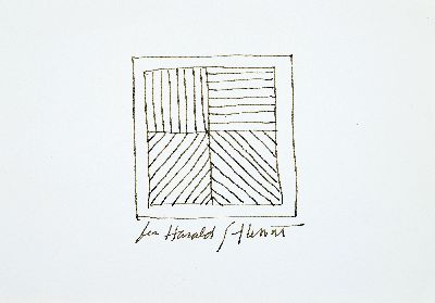 27123563k - Sol Lewitt, 1928-2007, kleine Zeichnung in Tinte auf Bütten, signiert: für Harald Sol ...