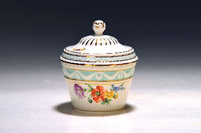 Image Sugar bowl, Kurland, KPM Berlin, rich floral painting, Kurland relief, partly mint green, ...