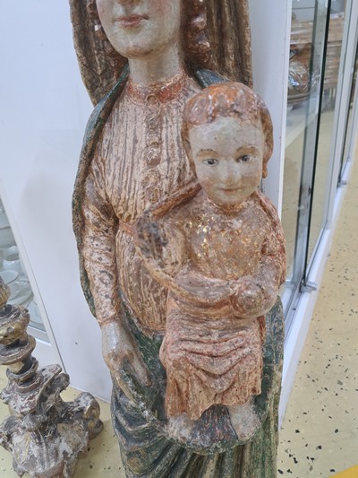 27123575b - Holzskulptur Muttergottes, süddeutsch, 19.Jh. , Holz, vollplastisch geschnitzt, ...