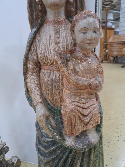 27123575e - Holzskulptur Muttergottes, süddeutsch, 19.Jh. , Holz, vollplastisch geschnitzt, ...