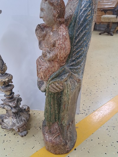 27123575k - Holzskulptur Muttergottes, süddeutsch, 19.Jh. , Holz, vollplastisch geschnitzt, ...