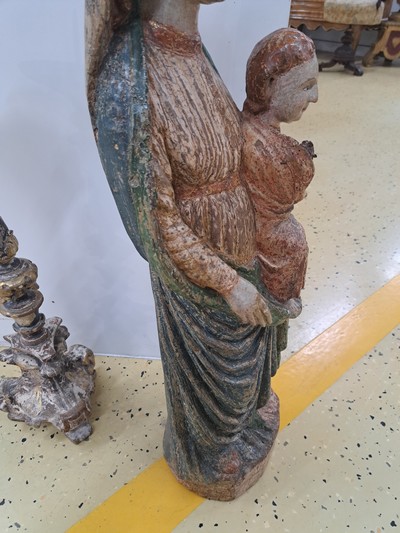 27123575l - Holzskulptur Muttergottes, süddeutsch, 19.Jh. , Holz, vollplastisch geschnitzt, ...