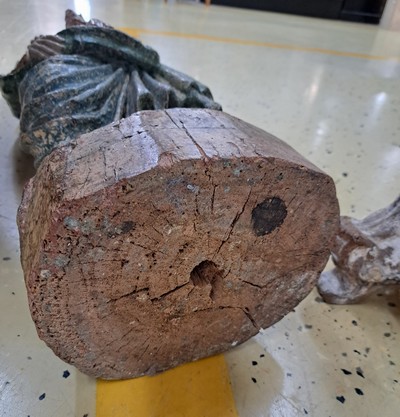 27123575m - Holzskulptur Muttergottes, süddeutsch, 19.Jh. , Holz, vollplastisch geschnitzt, ...