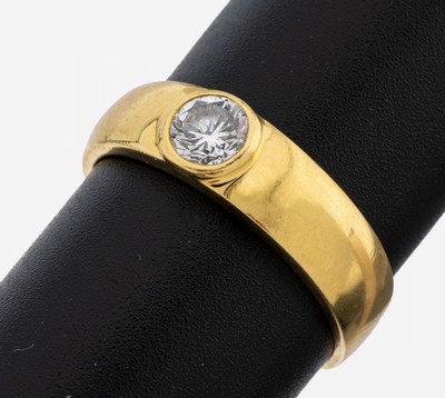 Image 18 kt gold brilliant-ring , YG 750/000 tested, brilliant approx. 0.52 ct Top ...