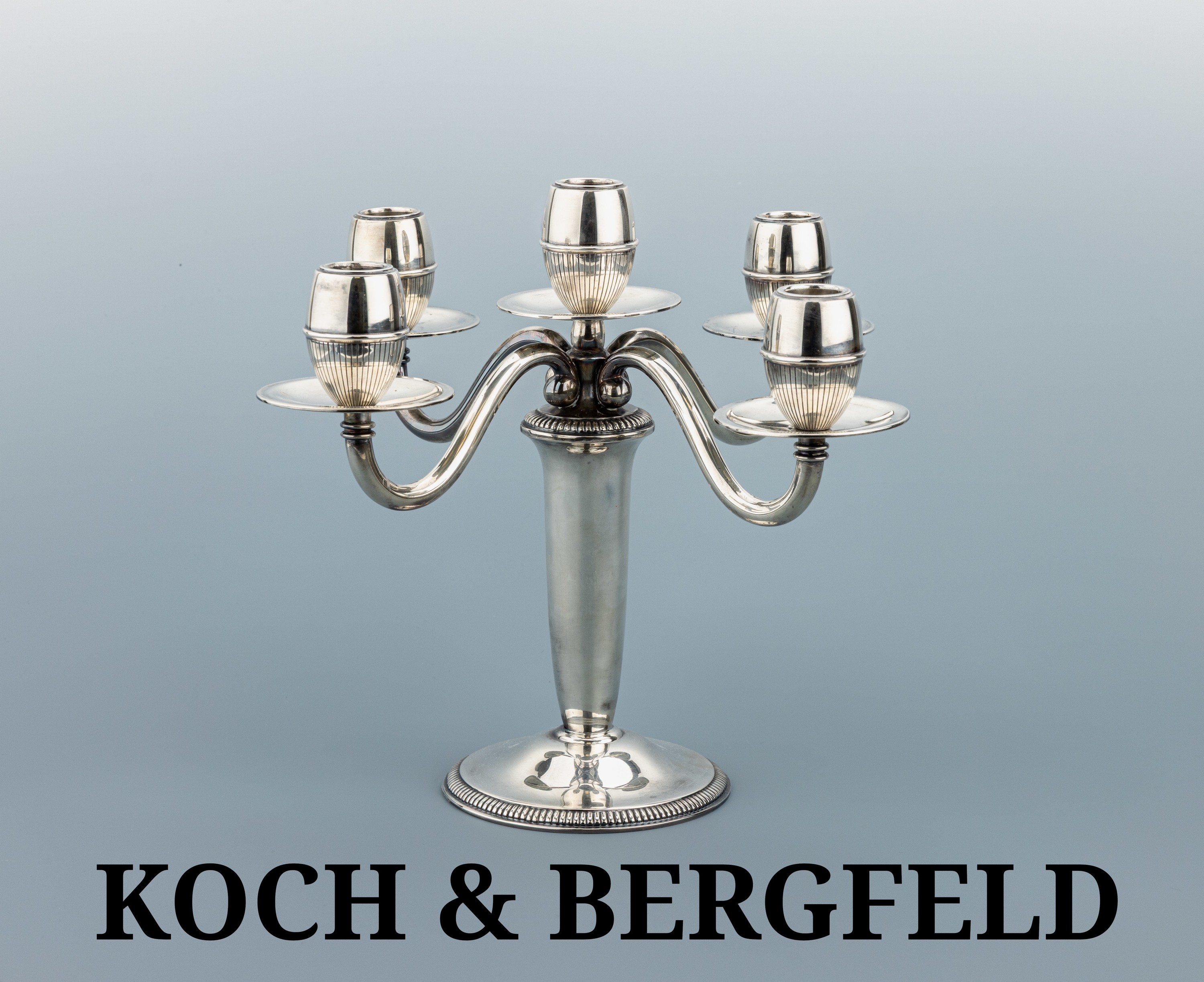 Image 27123631 - KOCH & BERGFELD five-light candelabrum, 1950s , Sterling silver 925, finely crafted ...
