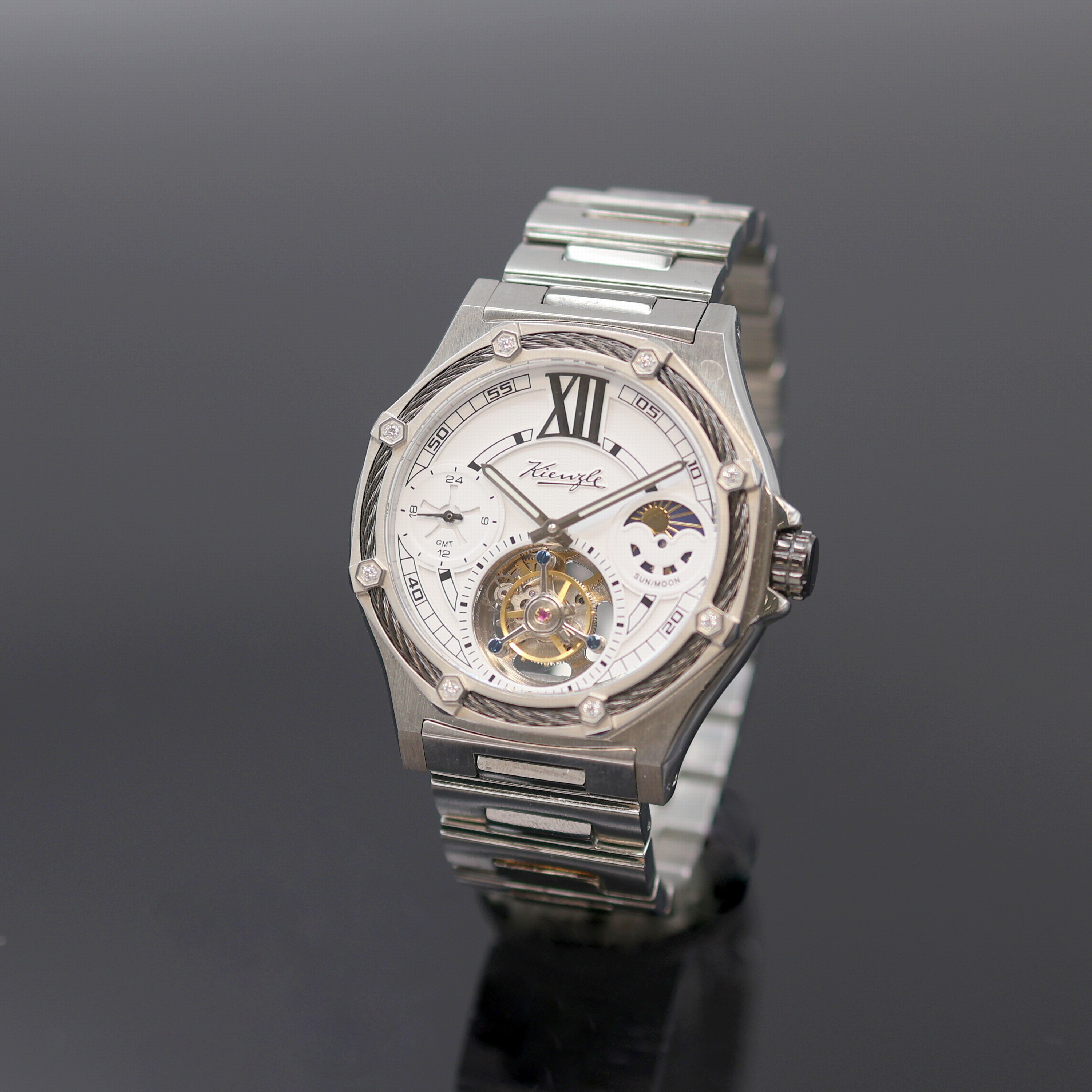 Image 27123759 - KIENZLE Armbandtourbillon in Stahl/Stahlband, um 2000, Handaufzug, beids. vergl. Geh., ...