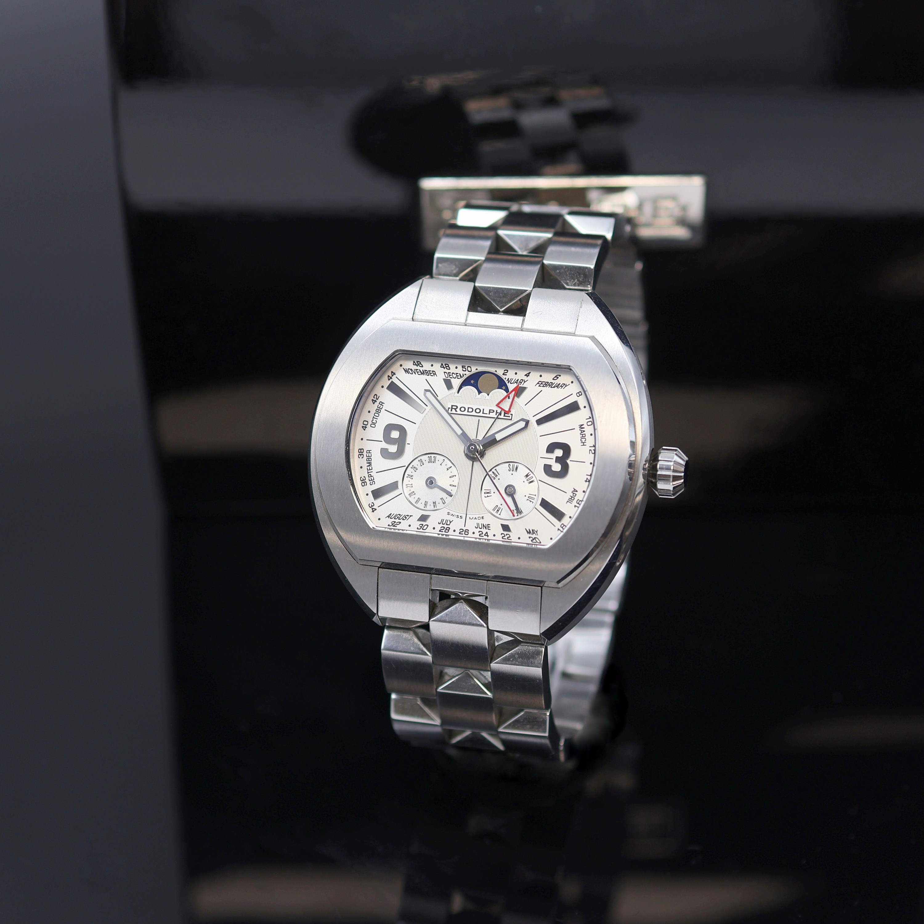 Image 27123762 - RODOLPHE unusual gents wristwatch with complete calendar in steel/stainless steel ...