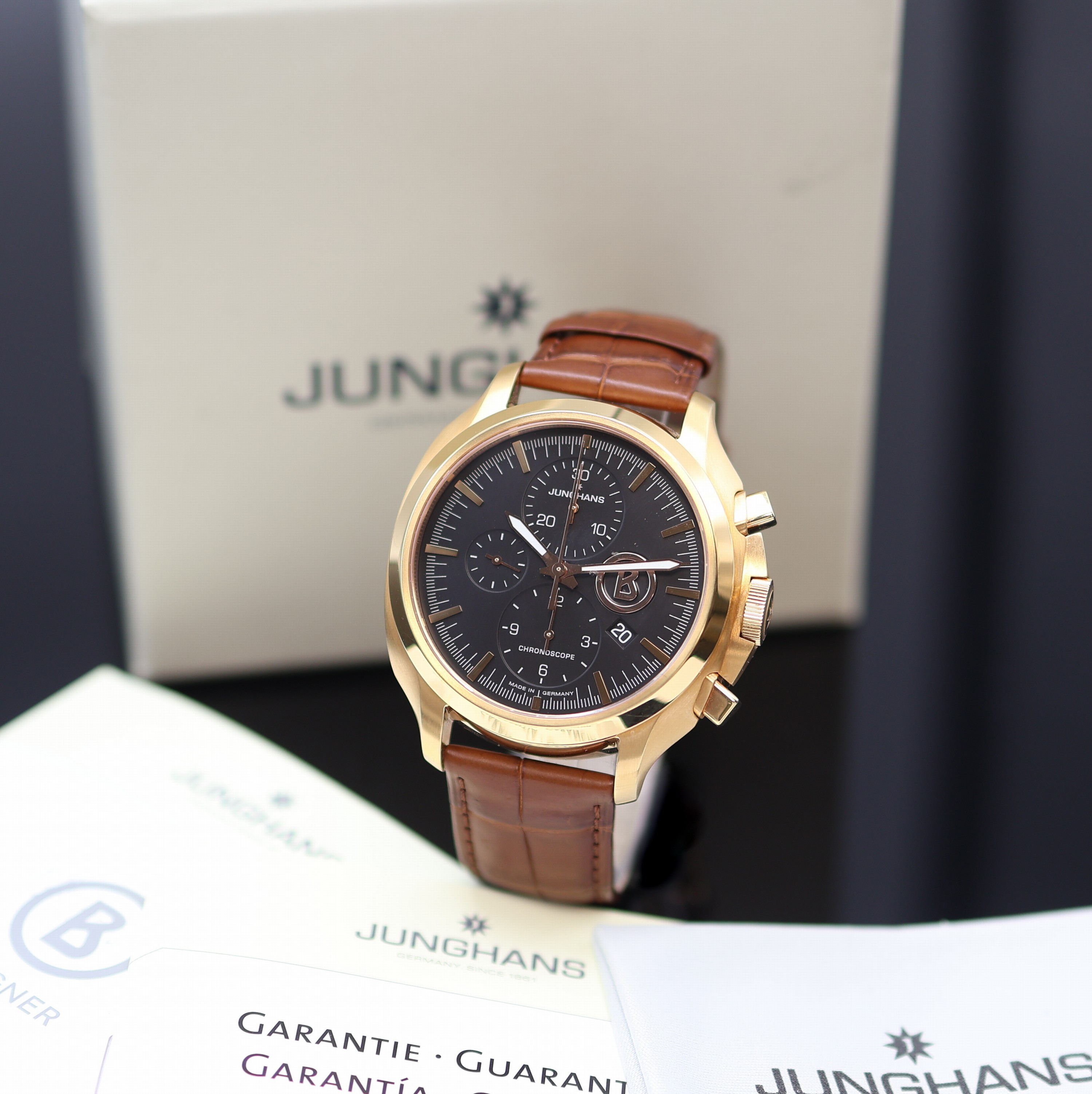 Image 27123775 - JUNGHANS / BOGNER Chronoscope vergoldete Herrenchronograph Referenz 027/7263, ...