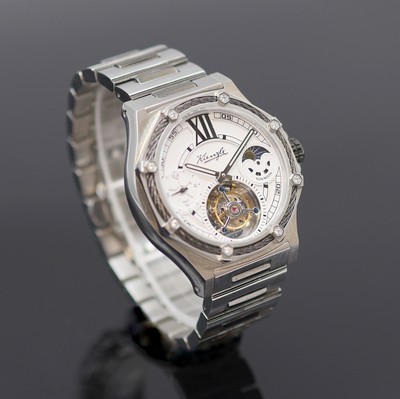 27123759a - KIENZLE Armbandtourbillon in Stahl/Stahlband, um 2000, Handaufzug, beids. vergl. Geh., ...