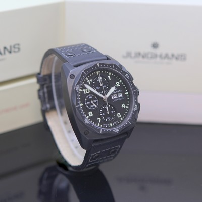27123778a - JUNGHANS Pilot Chronoscope Herrenchronograph im geschwärzten Gehäuse Referenz 027/4523, ...