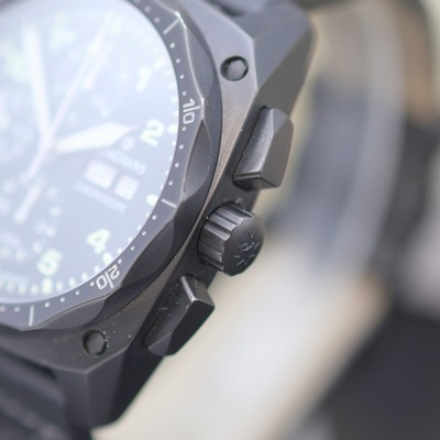 27123778c - JUNGHANS Pilot Chronoscope Herrenchronograph im geschwärzten Gehäuse Referenz 027/4523, ...