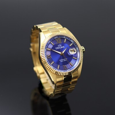 27123799a - DELMA vergoldete Herrenarmbanduhr Referenz 42702.630.6 in Stahl, Schweiz um 2015, ...
