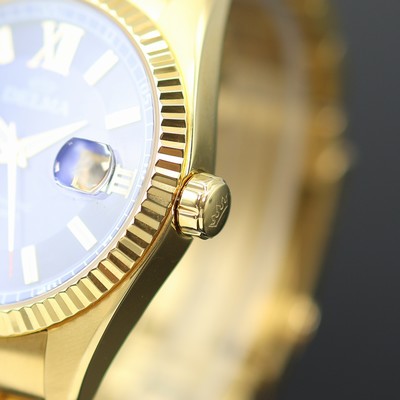 27123799c - DELMA vergoldete Herrenarmbanduhr Referenz 42702.630.6 in Stahl, Schweiz um 2015, ...