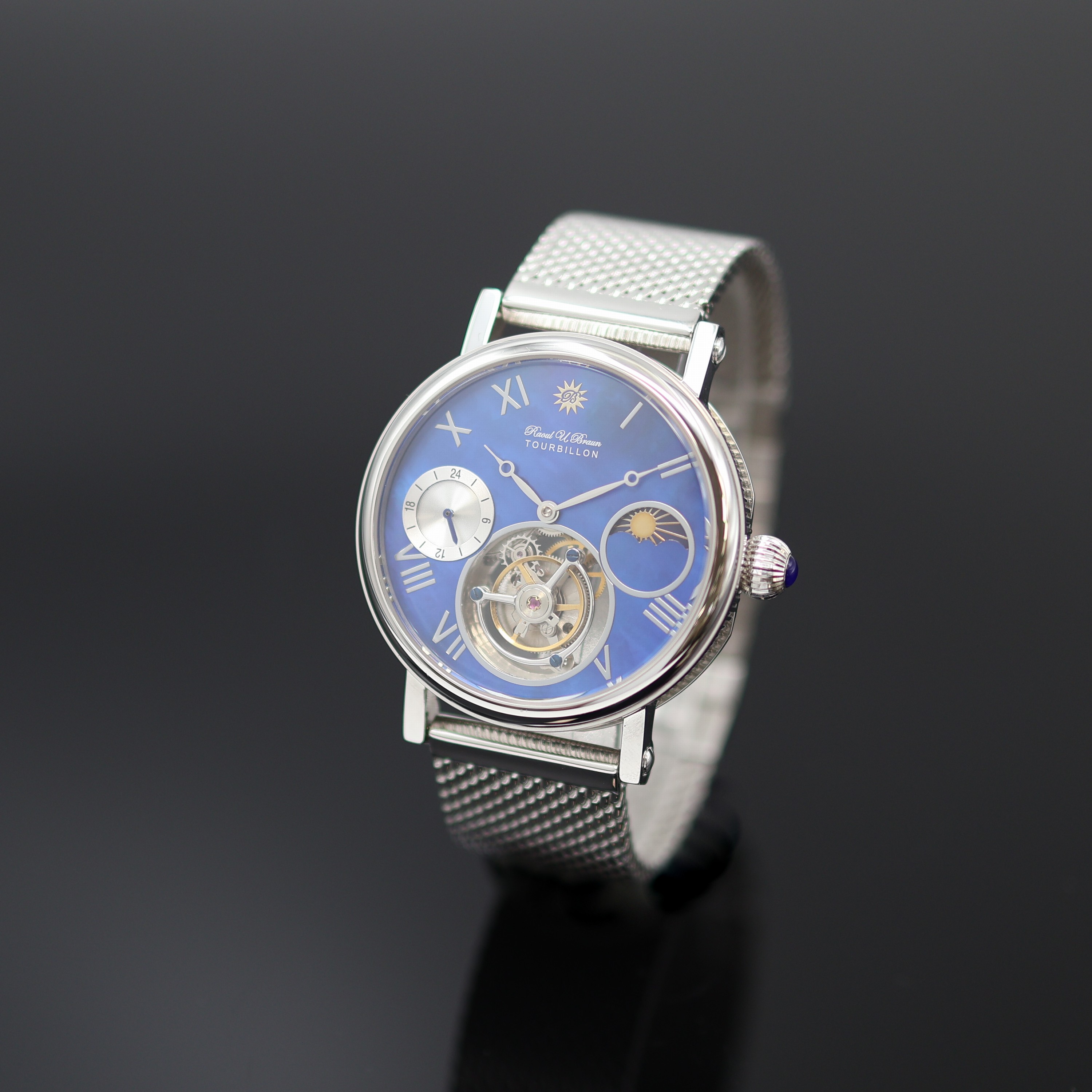 Image 27123819 - RAOUL U. BRAUN Herrenarmbanduhr mit Tourbillon in Stahl/Stahlband, um 2020, Handaufzug, ...