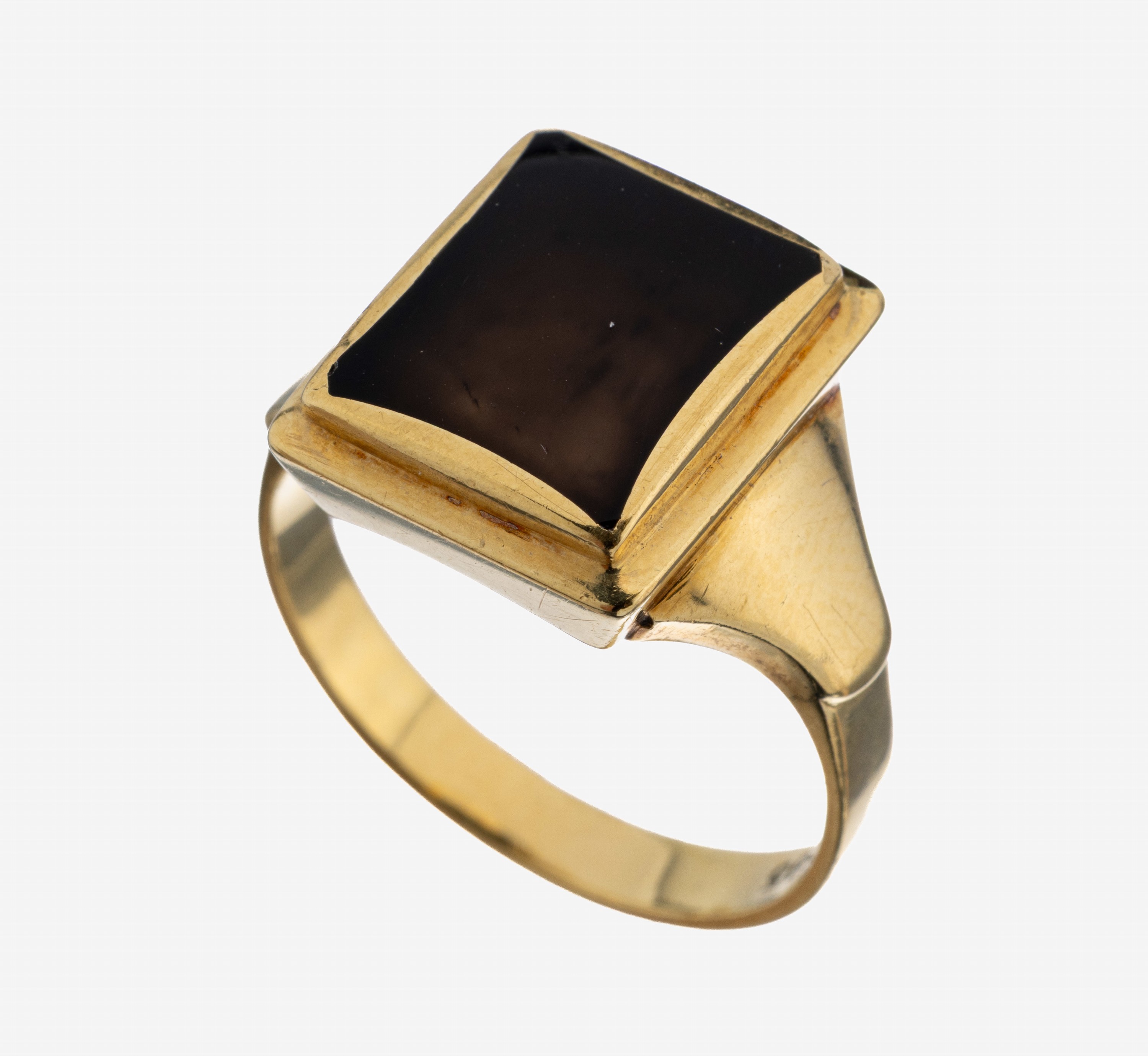 Image 27123827 - 14 kt Gold Onyx-Ring, GG 585/000, schlichtes Design, Onyx-Einlage, RW 60, ca. 6.1 g