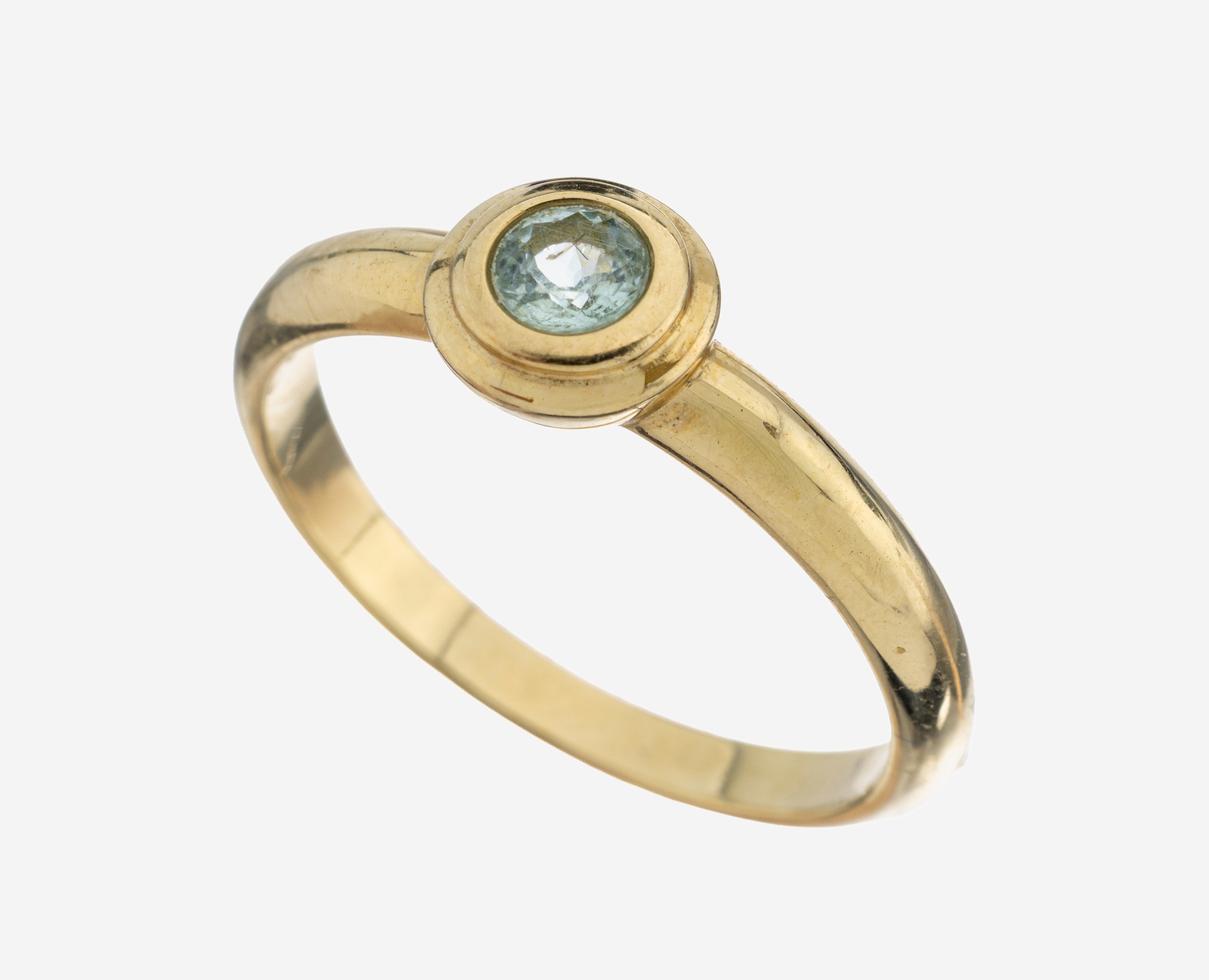Image 27123831 - 14 kt Gold Turmalin-Ring, GG 585/000, schlichtes Design, rundfacett. hellgrüner ...