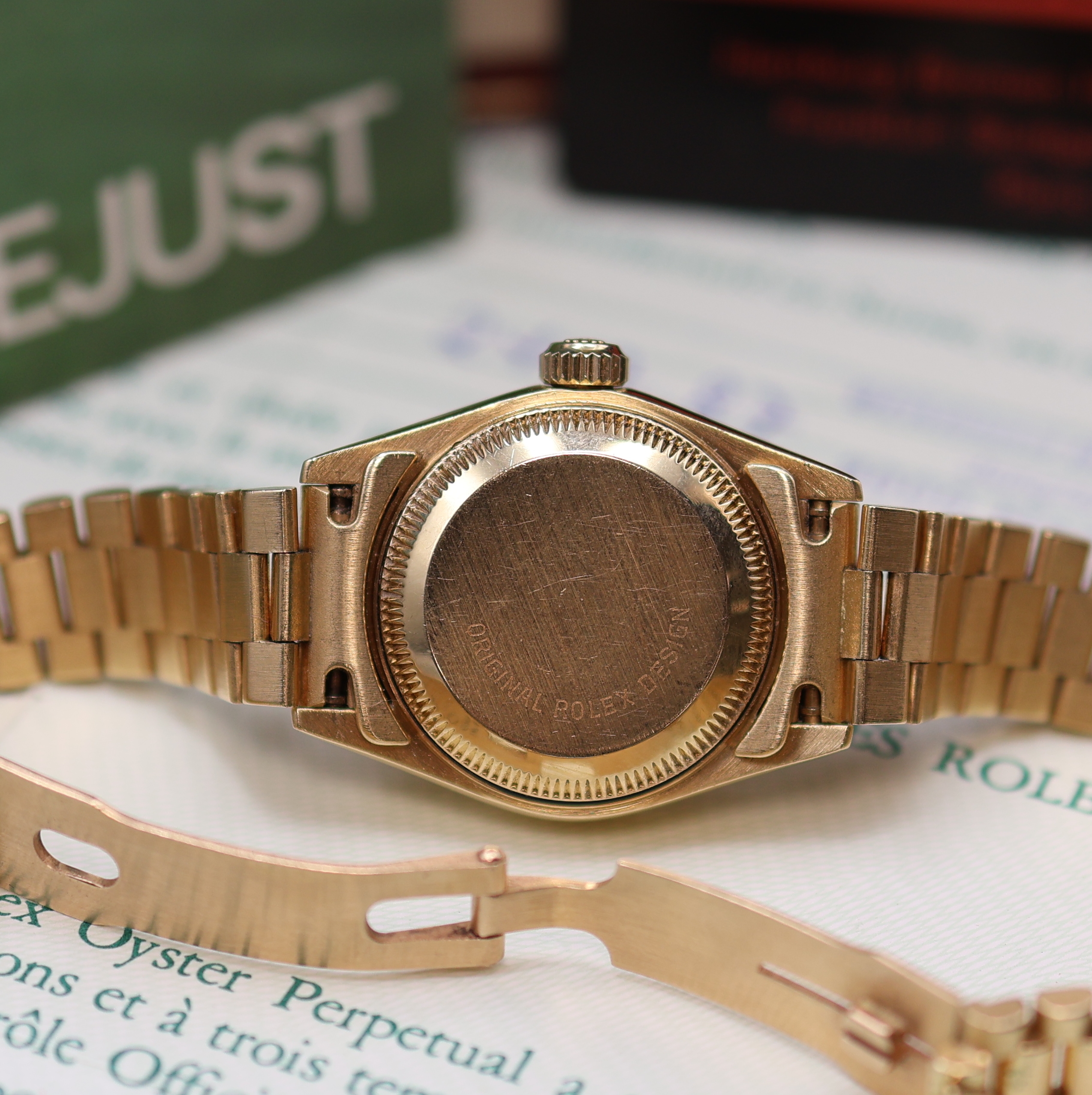 Detail e: ROLEX Damenarmbanduhr Oyster Perpetual Datejust Referenz 69178, Automatik, Chronometer der Superlative in GG 750/000 inkl. Präsidentband m. ...