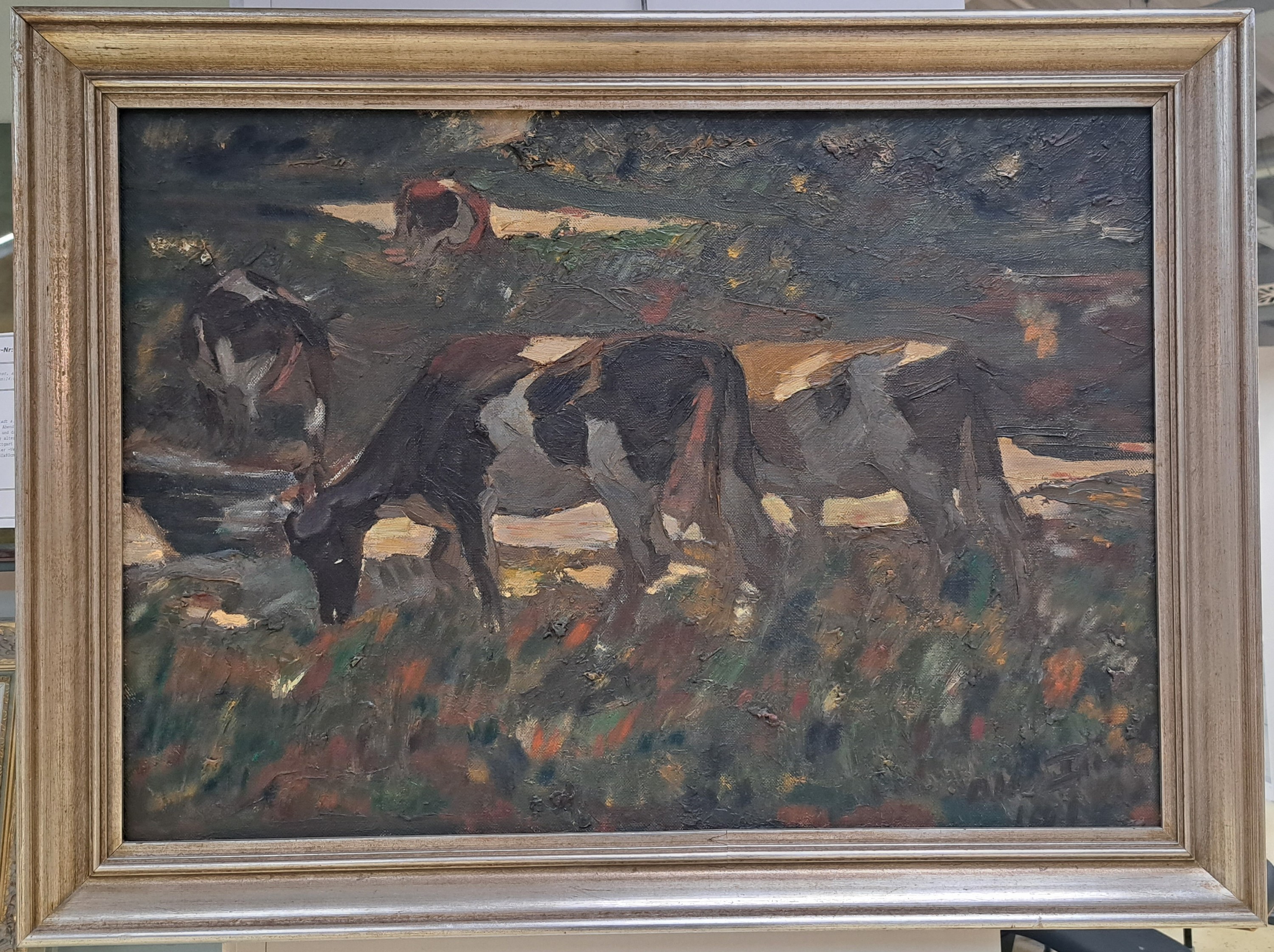 Detail a: Otto Dill, 1884 Neustadt a.d.Wstr.-1957 Bad Dürkheim, Kühe am Abend, Öl/Lwd, rechts unten signiert und dat. 1916, rückseitig Restezweier alter ...