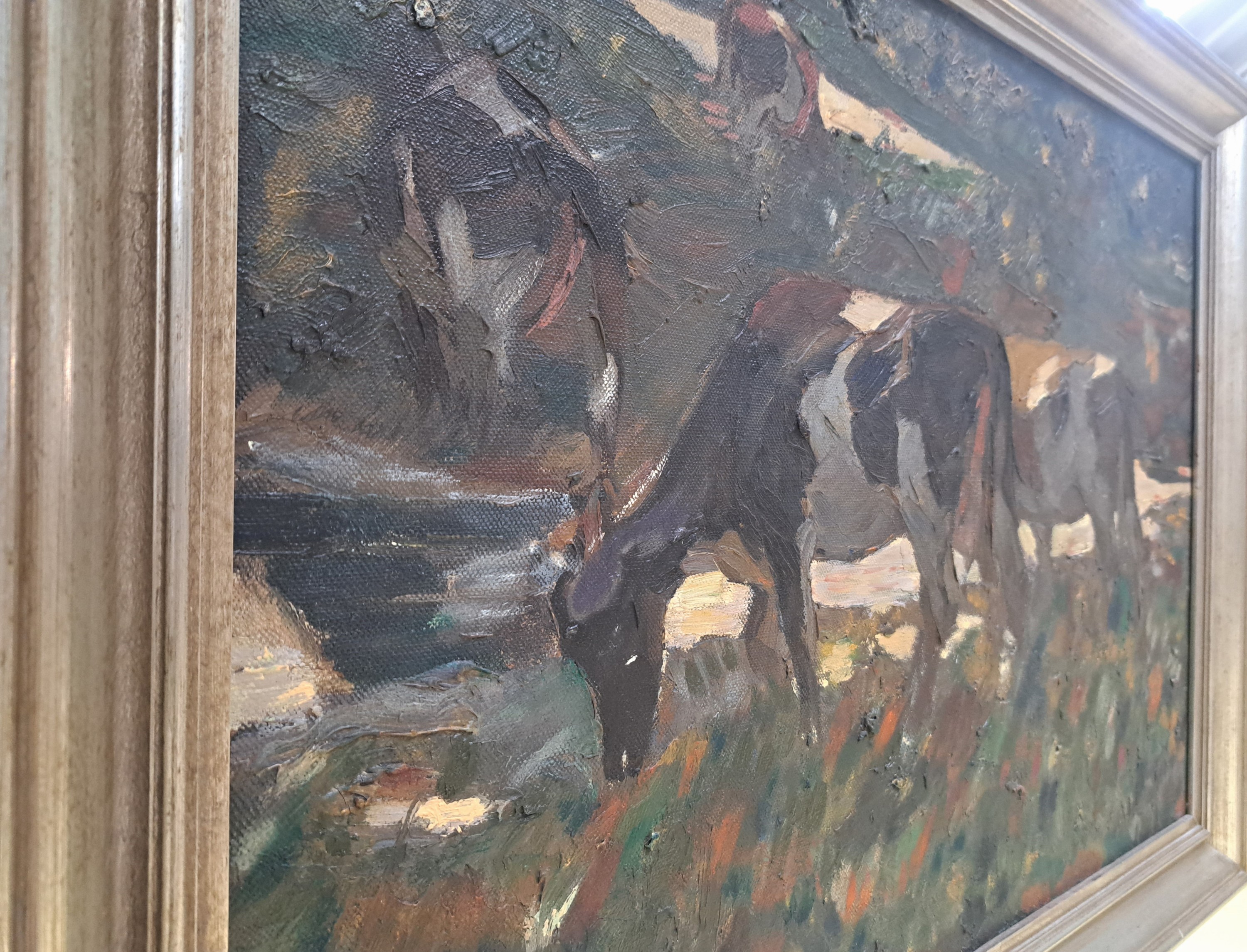 Detail e: Otto Dill, 1884 Neustadt a.d.Wstr.-1957 Bad Dürkheim, Kühe am Abend, Öl/Lwd, rechts unten signiert und dat. 1916, rückseitig Restezweier alter ...
