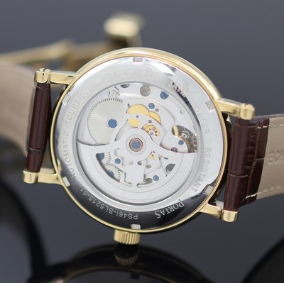 27123814f - PORTAS Herrenarmbanduhr mit Tourbillon, um 2010, Automatik, verg., beids. vergl. Geh., ...