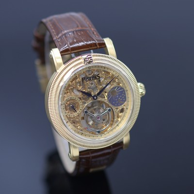 27123817b - PORTAS vergoldete Herrenarmbanduhr mit Tourbillon, um 2020, Handaufzug, beids. vergl. ...