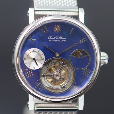 27123819b - RAOUL U. BRAUN Herrenarmbanduhr mit Tourbillon in Stahl/Stahlband, um 2020, Handaufzug, ...