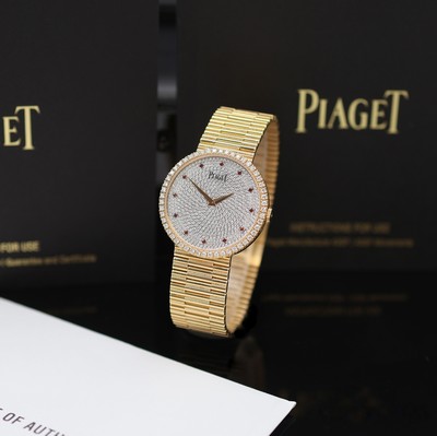 Image PIAGET Traditional Mecanique unworn 18k pink gold wristwatch with diamonds & rubies ...