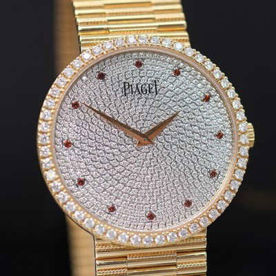 27123893b - PIAGET Traditional Mecanique ungetragene Armbanduhr in RG 750/000 mit Diamanten & Rubinen ...