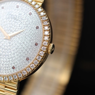 27123893c - PIAGET Traditional Mecanique ungetragene Armbanduhr in RG 750/000 mit Diamanten & Rubinen ...