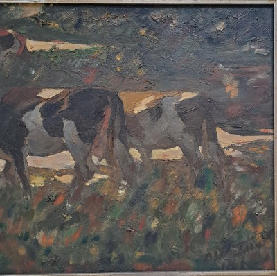 27123894c - Otto Dill, 1884 Neustadt a.d.Wstr.-1957 Bad Dürkheim, Kühe am Abend, Öl/Lwd, rechts ...