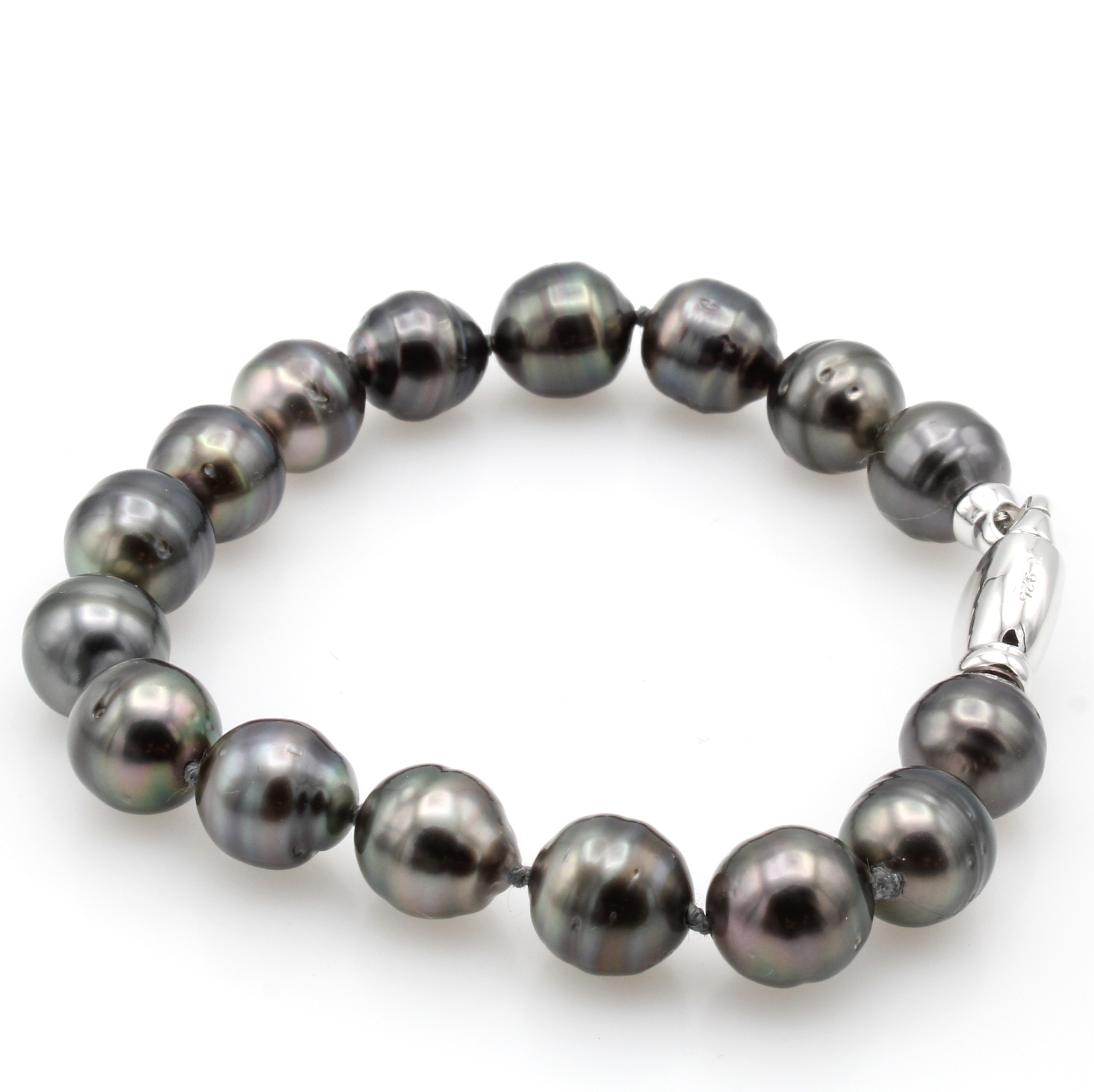Image 27123912 - Armband mit Tahitizuchtperlen, Karabiner- schl. 925er Silber, barocke, dunkle Perlen, ...