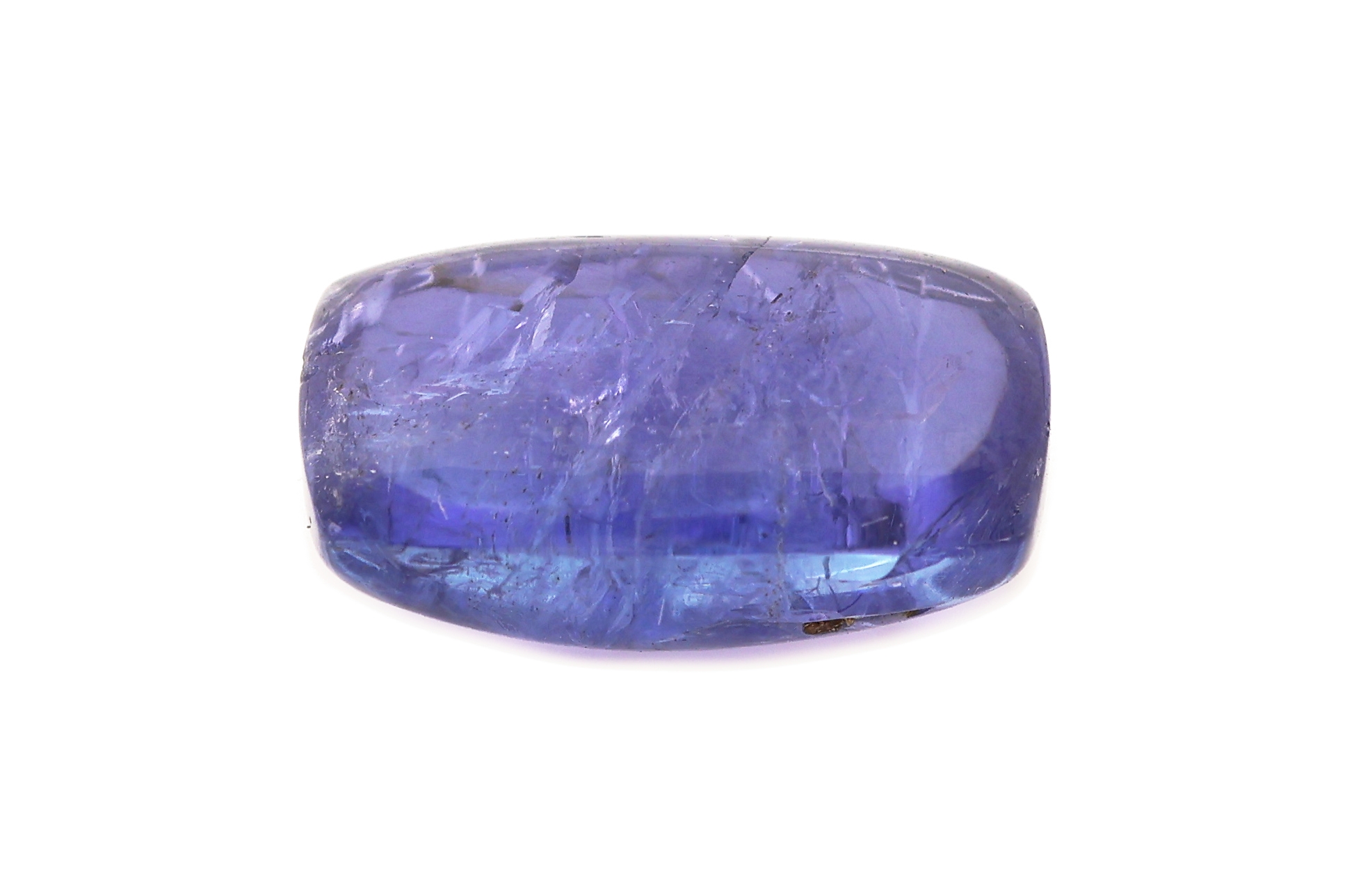 Detail b: Loser Tansanit, 7.45 ct, rechteckiger Cabochon, ca. 13.5 x 8.2 x 6.0 mm