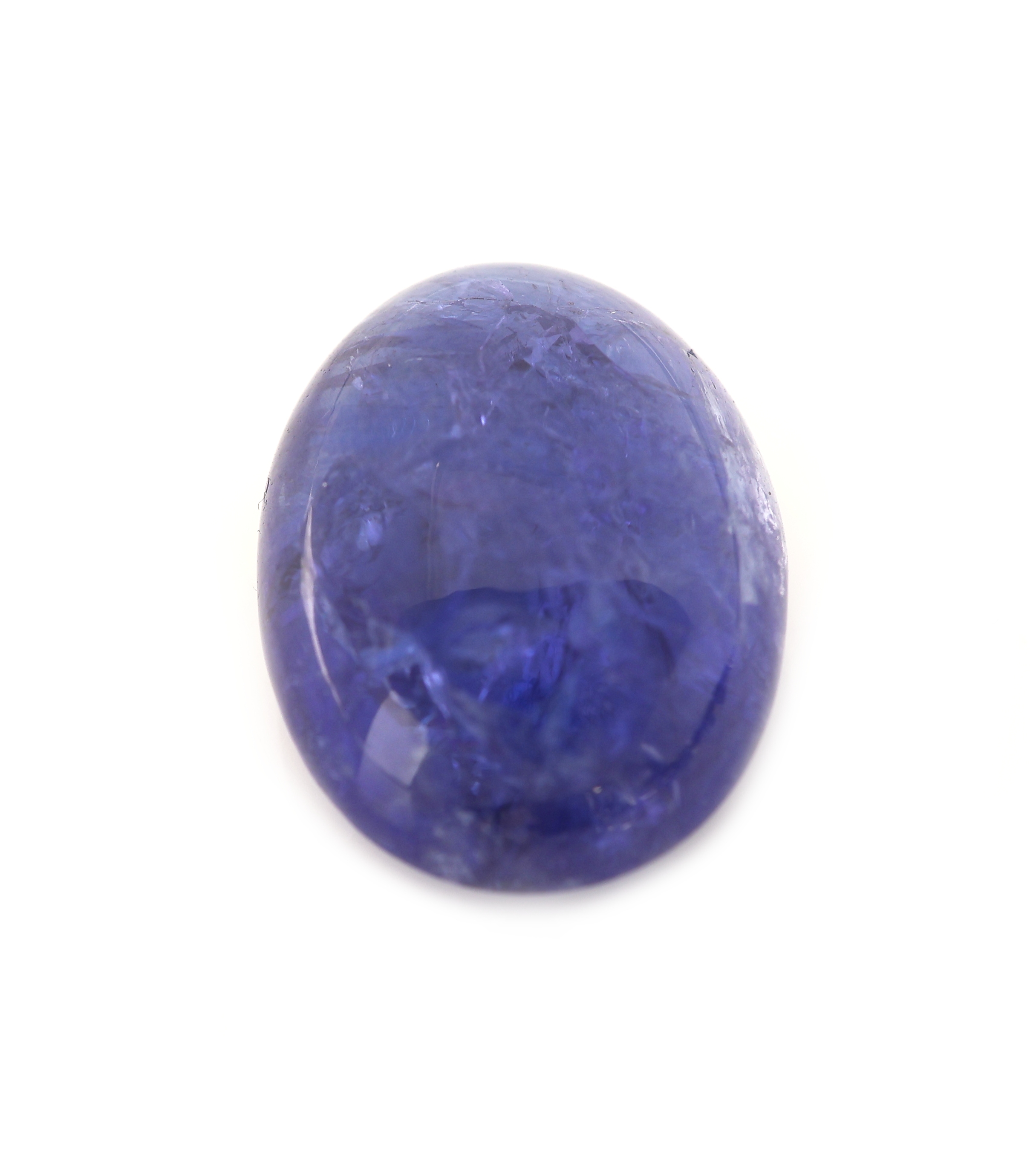 Detail a: Loser Tansanit, 12.37 ct, ovaler Cabochon, ca.16.51 x 12.02 x 7.06 mm