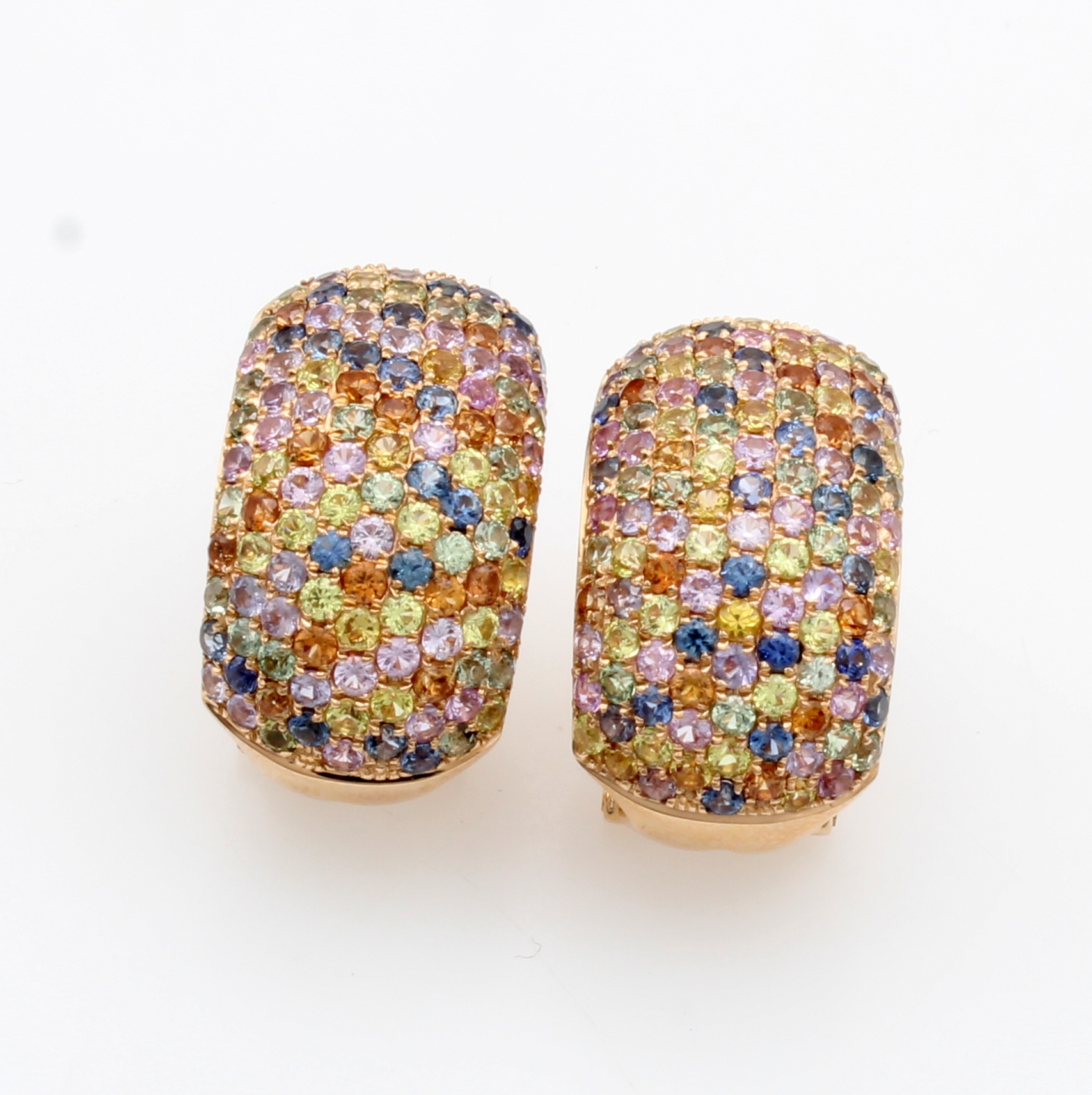 Image 27123997 - Paar Steckcreolen mit Saphiren, RG 750/000, 228 fac., bunte Saphire zus. ca. 4.23 ct, m. ...