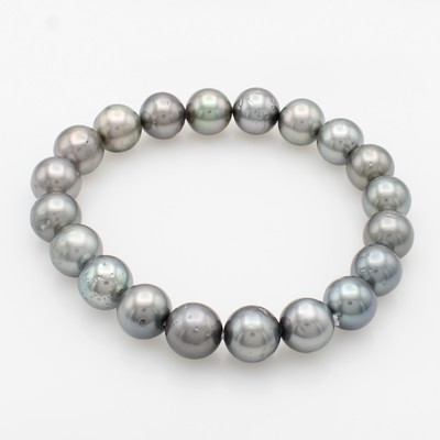 Image Flexibles Armband mit Tahitizuchtperlen, l. unrunde, silbrig-graue Perlen ca. 10 mm ...