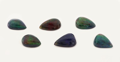 Image 6 Lose Schwarzopale, 18.12 ct, tropfenf. Cabochons in versch. Größen und Farbspielen, ...