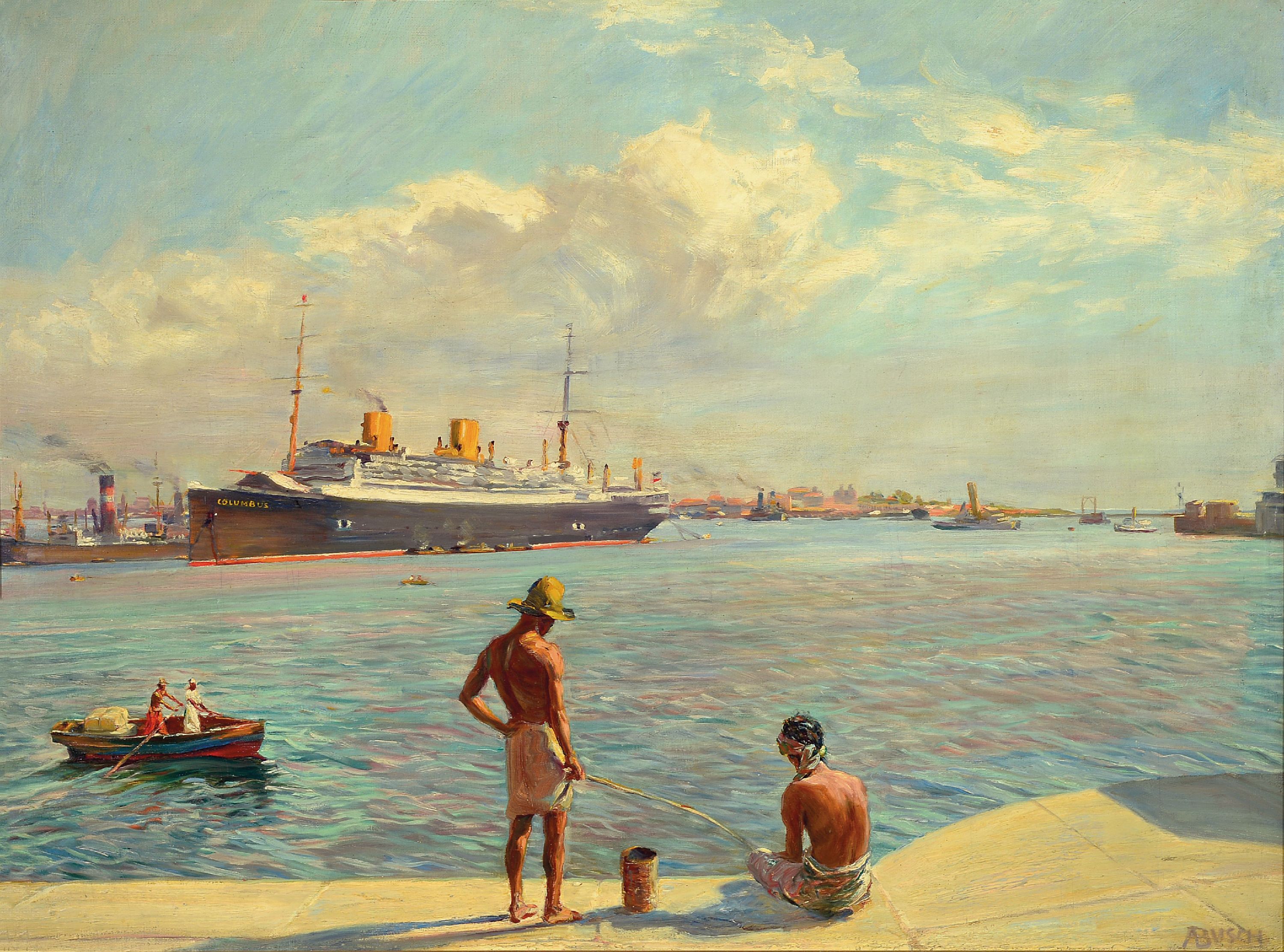 Image 27124077 - Arnold Busch, 1876 Grünenplan-1951 Cismar, Der Kreuzfahrtdampfer Columbus in einem ...