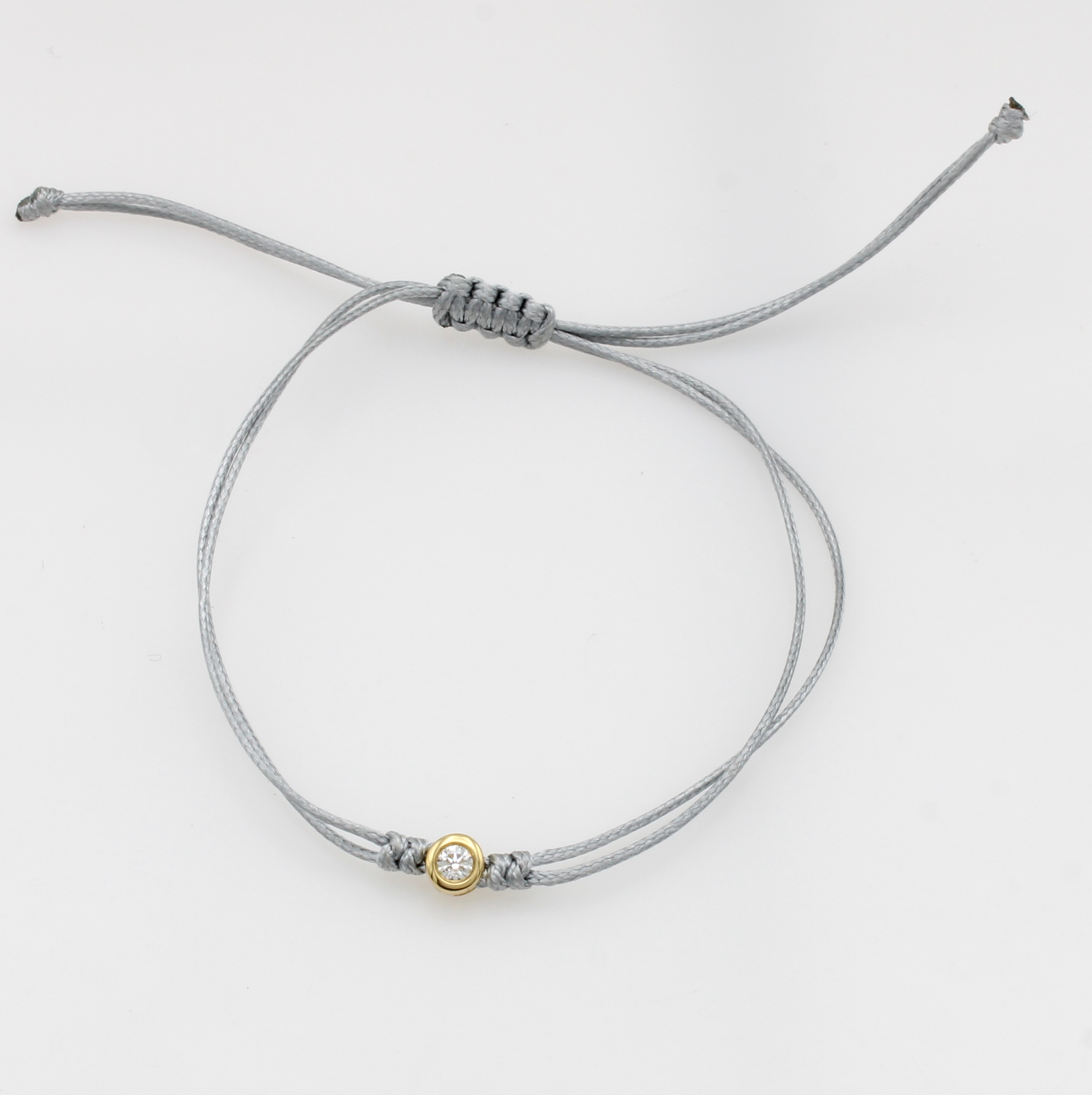 Image 27124080 - Shamballa-Armband mit Brillant, GG 750/000, grauer Stoff, Brill. in Zargenfassung ca. ...
